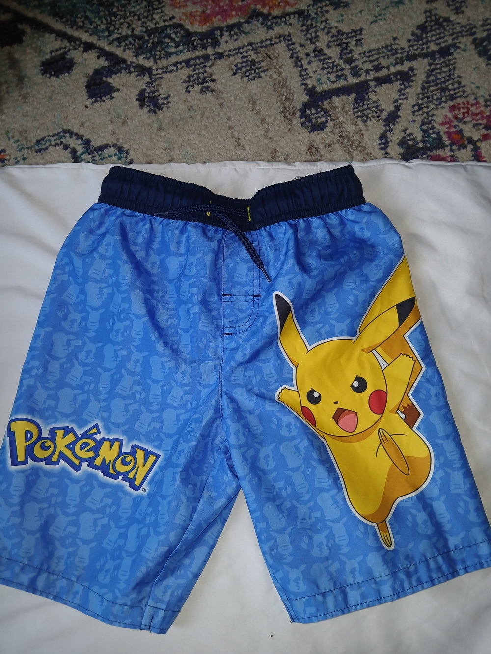 Pokemon Blue Swim Board Shorts Trunks Boys Size 7